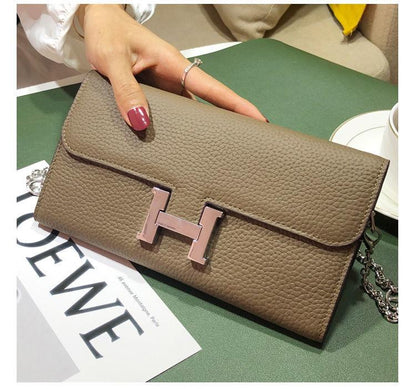 H button Kangkang Wallet Leather Long Wallet 1024032024