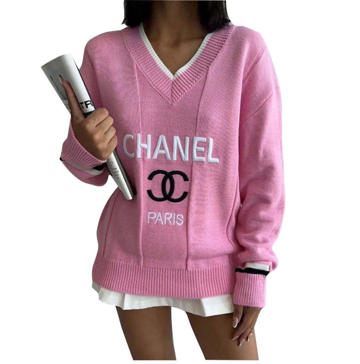 Embroidered v-neck top 9000827010