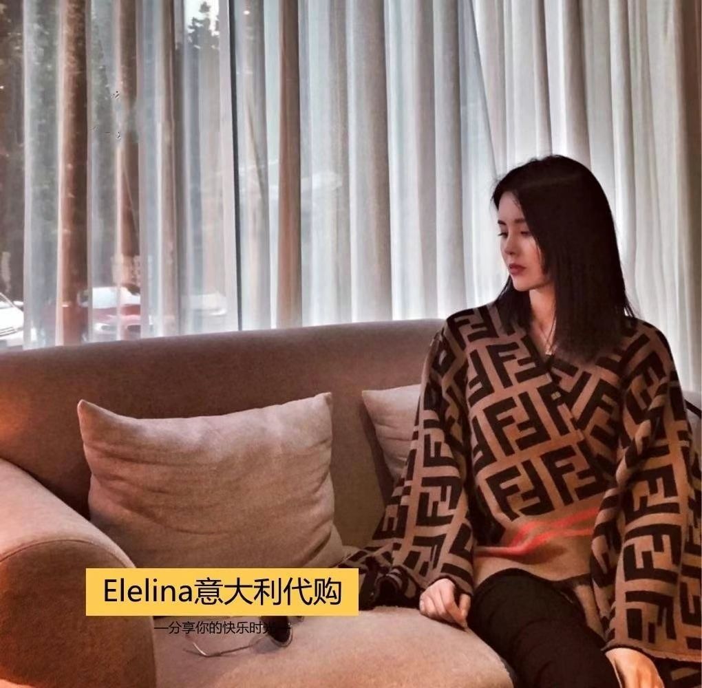 Brown F letter pure cashmere scarf PD0823112102