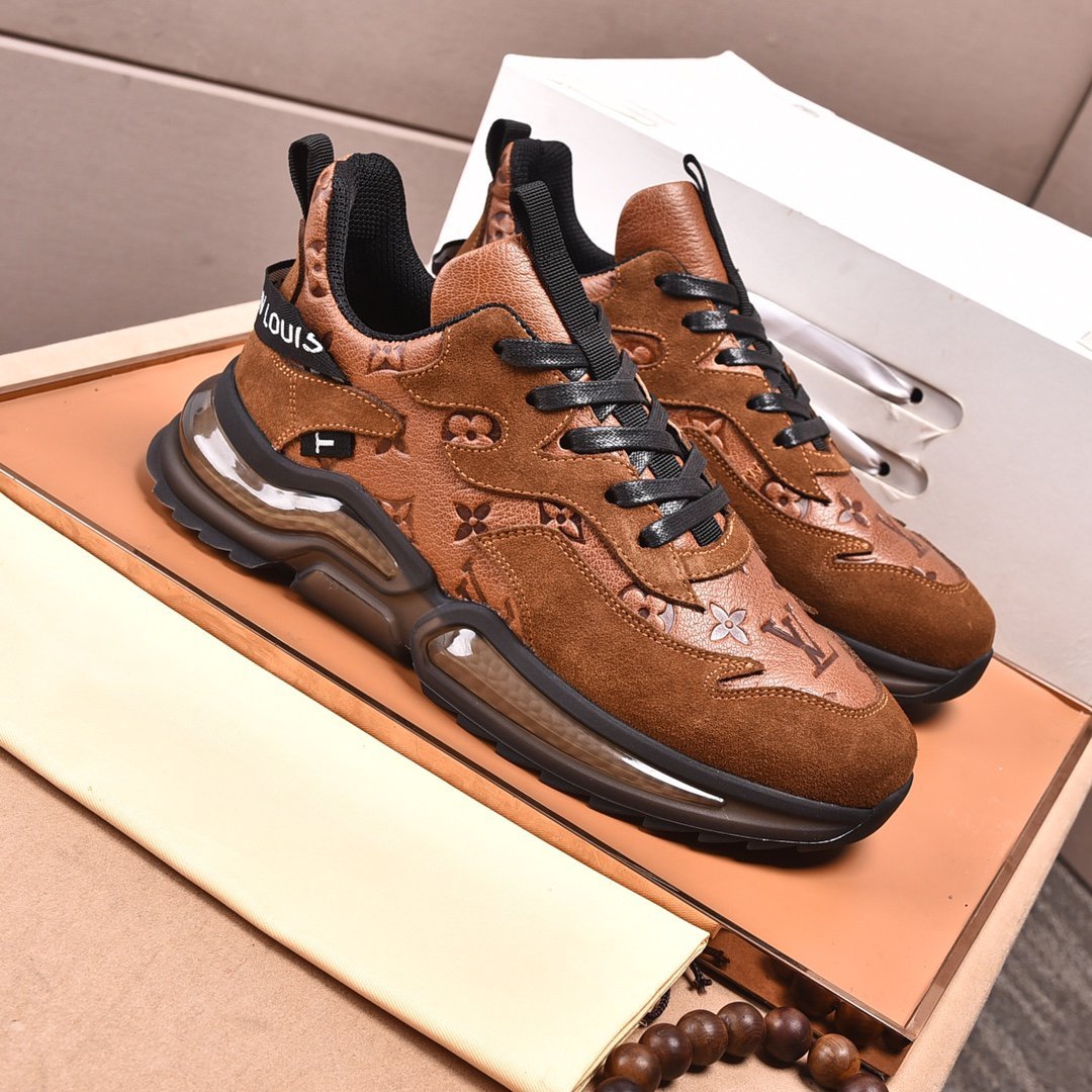 Brown Color Block Cushion Sole Sneakers