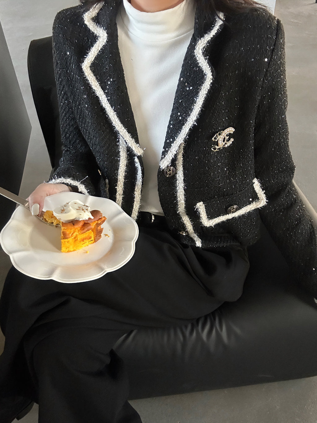 Braided short jacket suit collar design 0724031302