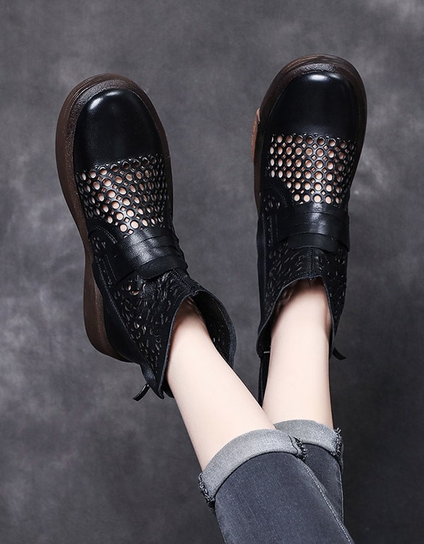 Handmade Summer Hollow Retro Ankle Boots 41