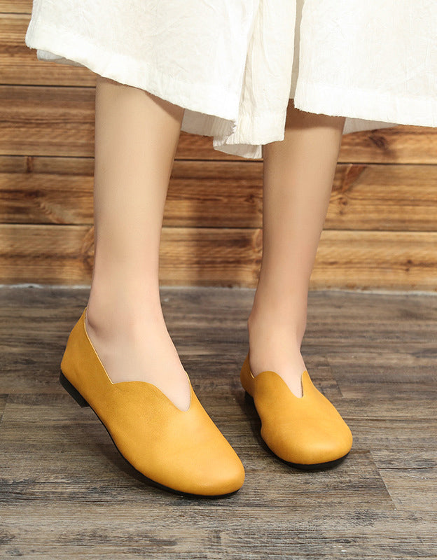 Comfortable Light-weight Soft Leather Retro Flat Shoes 35-43