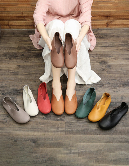 Comfortable Light-weight Soft Leather Retro Flat Shoes 35-43