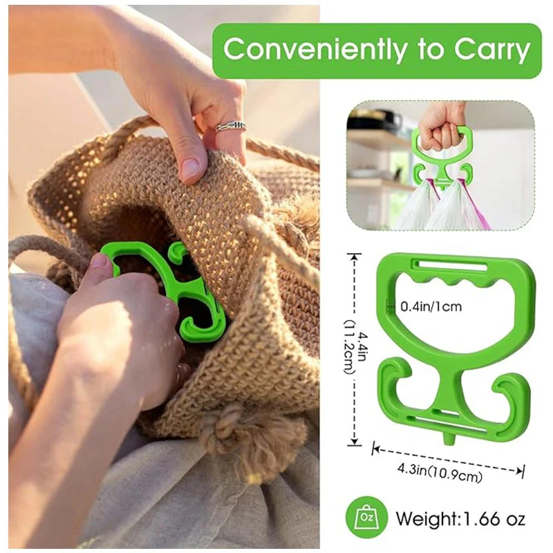 A multi-purpose shopping bag transport handle with double-buckle comfortable grip, a labor-saving tool