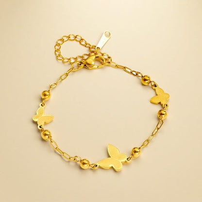Elegant steel butterfly necklace bracelet 2025081201