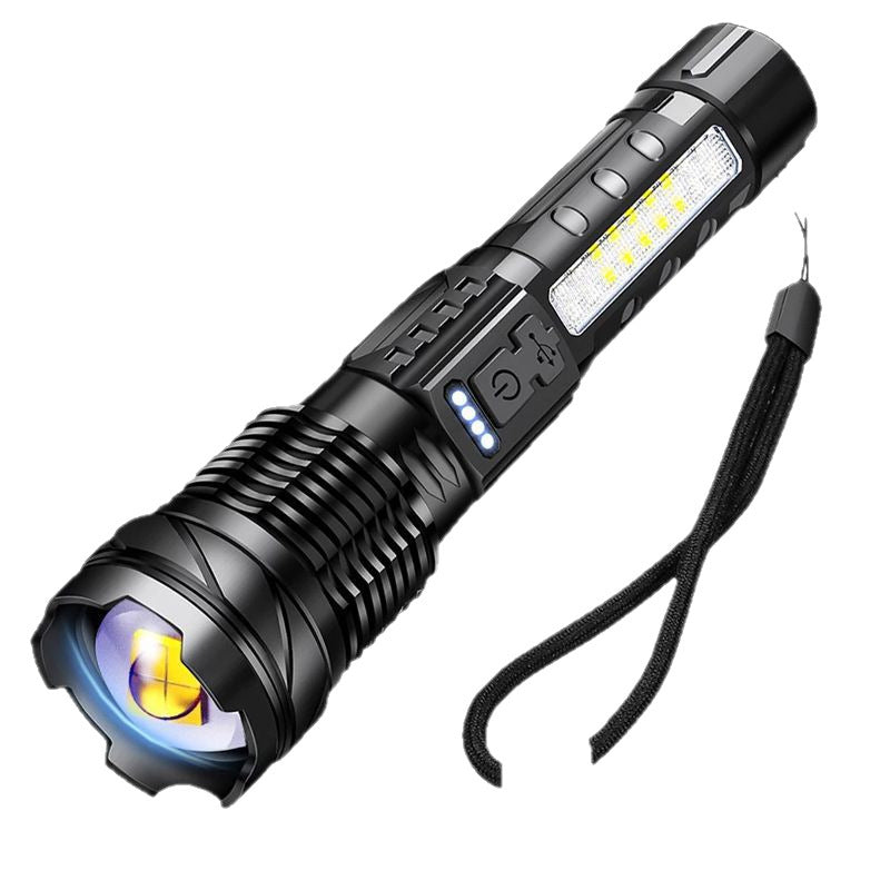 Telescopic zoom strong light aluminum alloy waterproof flashlight