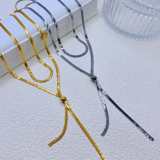 Double-layer snake bone necklace 2025081211