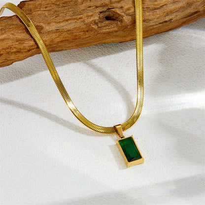Green square snake bone chain 2025081315
