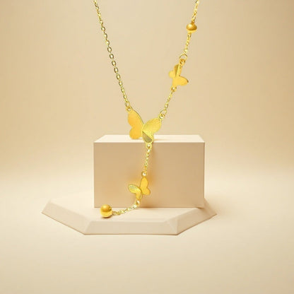 Elegant steel butterfly necklace bracelet 2025081201