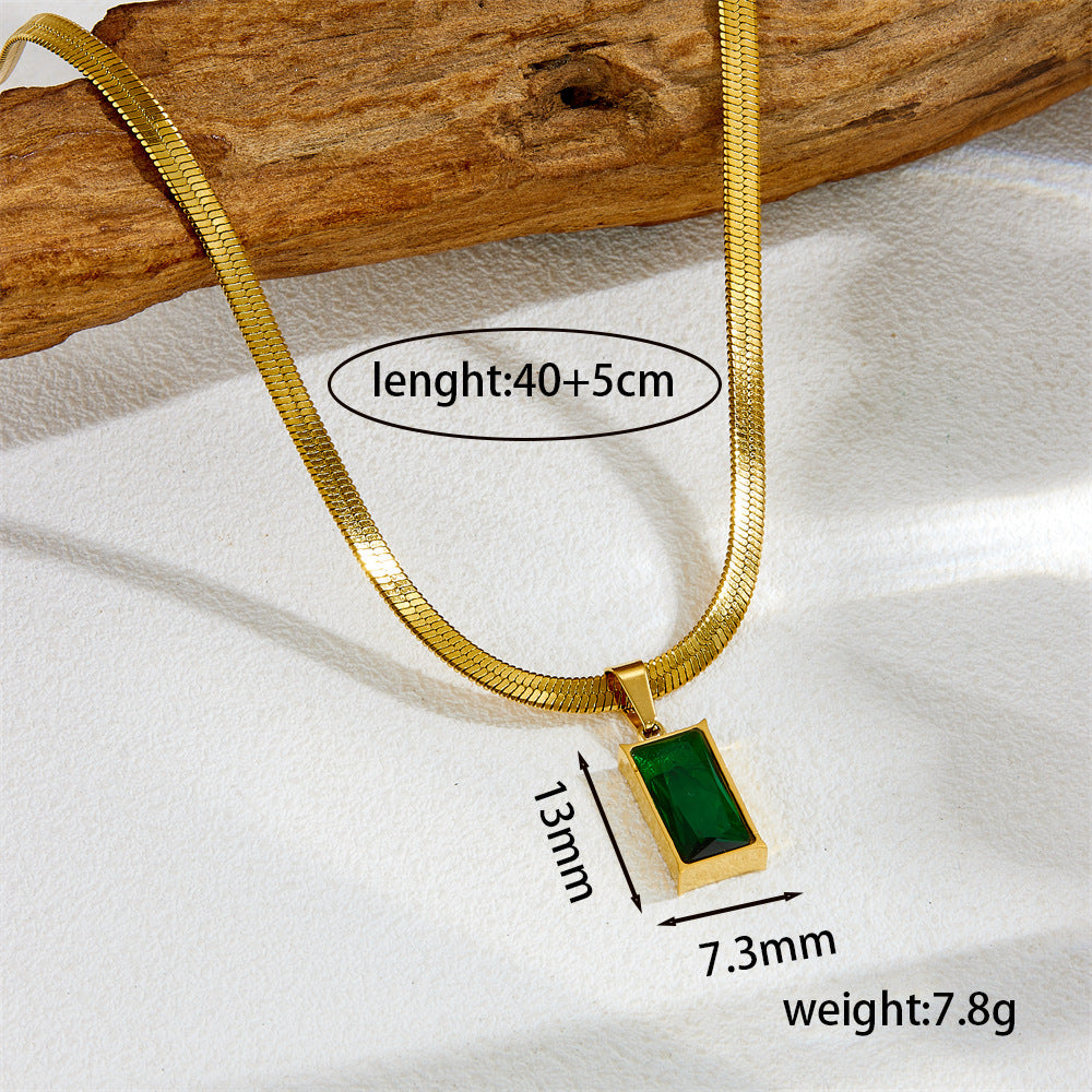 Green square snake bone chain 2025081315