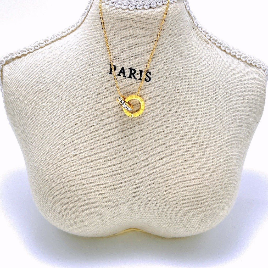 Roman double ring necklace, titanium steel necklace 2025081203