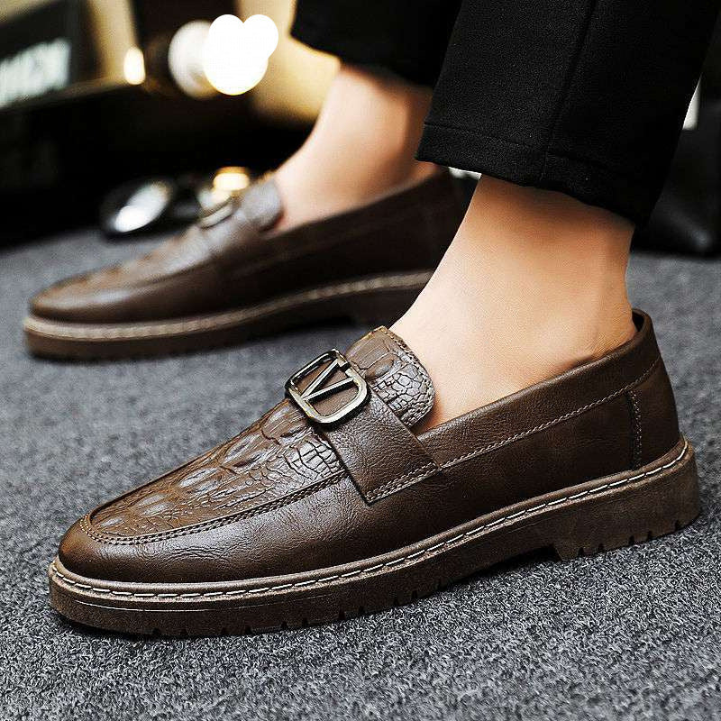 Versatile Bean Shoes Men'S 2025 Spring New Korean Style Casual Leather Shoes 1025072901