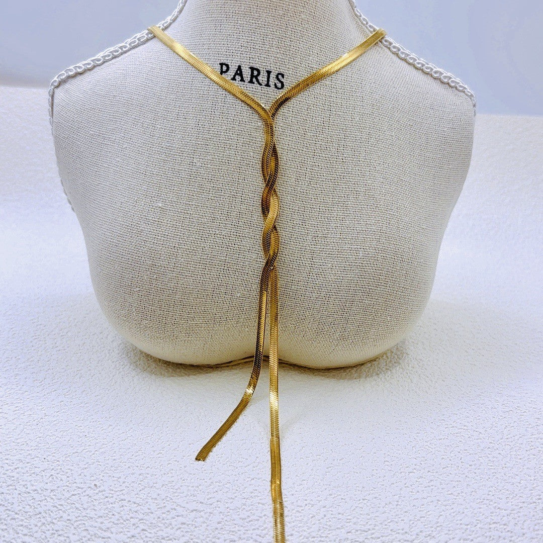 Double-layer snake bone necklace 2025081211