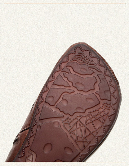 Handmade Soft Leather Hollow Wide Toe Box Boots