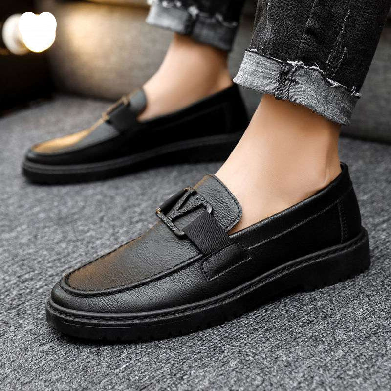 Versatile Bean Shoes Men'S 2025 Spring New Korean Style Casual Leather Shoes 1025072901