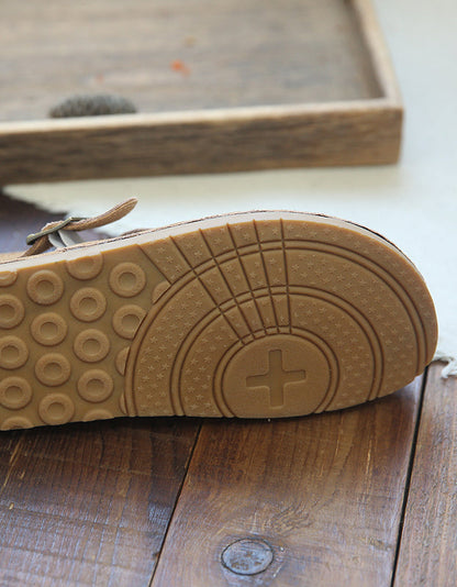 Suede Round Toe Retro Flat Shoes Slingback Clogs