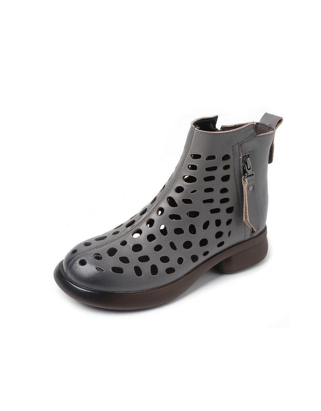 Round Toe Leather Hollow Summer Sandals Boots 35-43