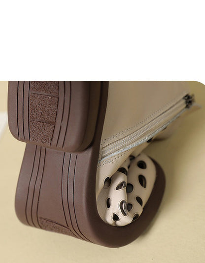 Round Toe Leather Hollow Summer Sandals Boots 35-43