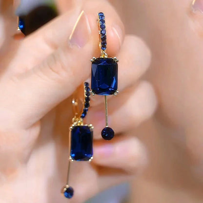 Blue Crystal Drop Earrings from Fashion Square