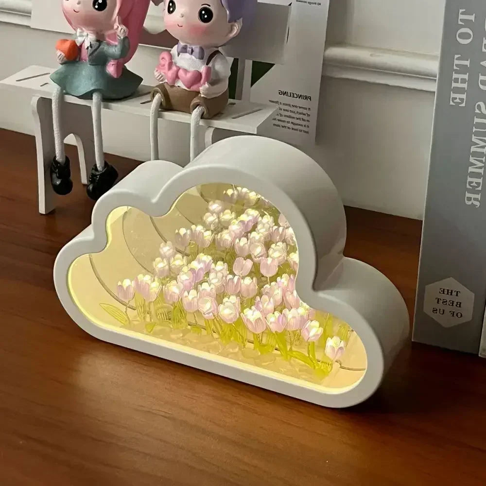 Artificial tulip handmade DIY LED bedside lamp