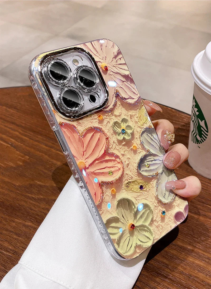 Luxurious and fashionable flower sparkling laser phone case