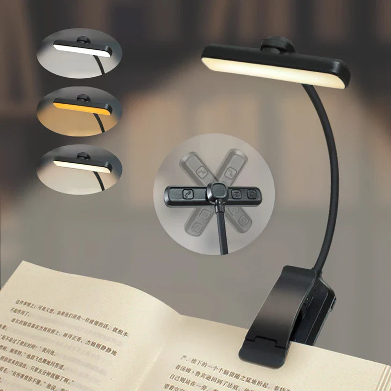 USB Charging Reading Light Warm Cold White Sunlight Portable Easy to Clip Night Reading Light