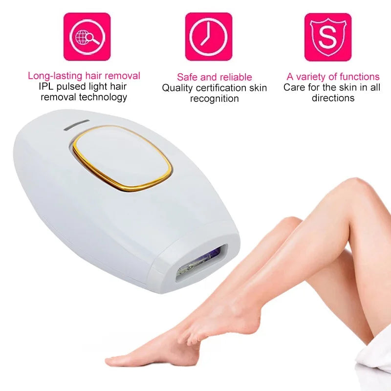 Painless IPL Laser Hair Removal Handset for Face & Body - Permanent Hair Remover with Strong Pulse Light for Skin Rejuvenation