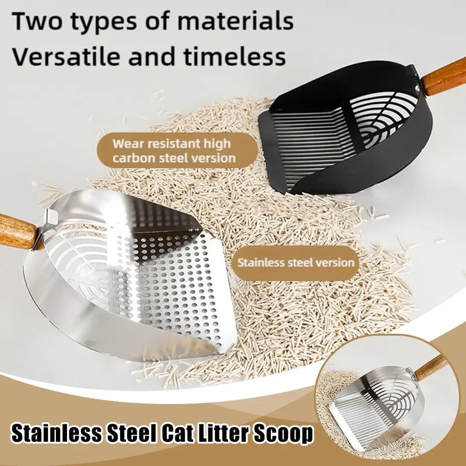 Steel Cat Litter Scoop Long Handle Pet Waste Shovel Cleaning Tool For Tofu Sand Litter Box Cats Supplies