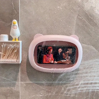 Bathroom Waterproof Mobile Phone Box Cartoon, Adhesive Bracket Mobile Phone Holder, Bathing TV Show Artifact