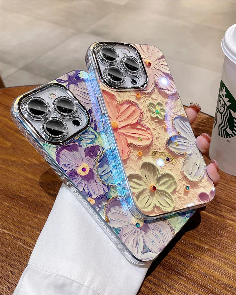 Luxurious and fashionable flower sparkling laser phone case