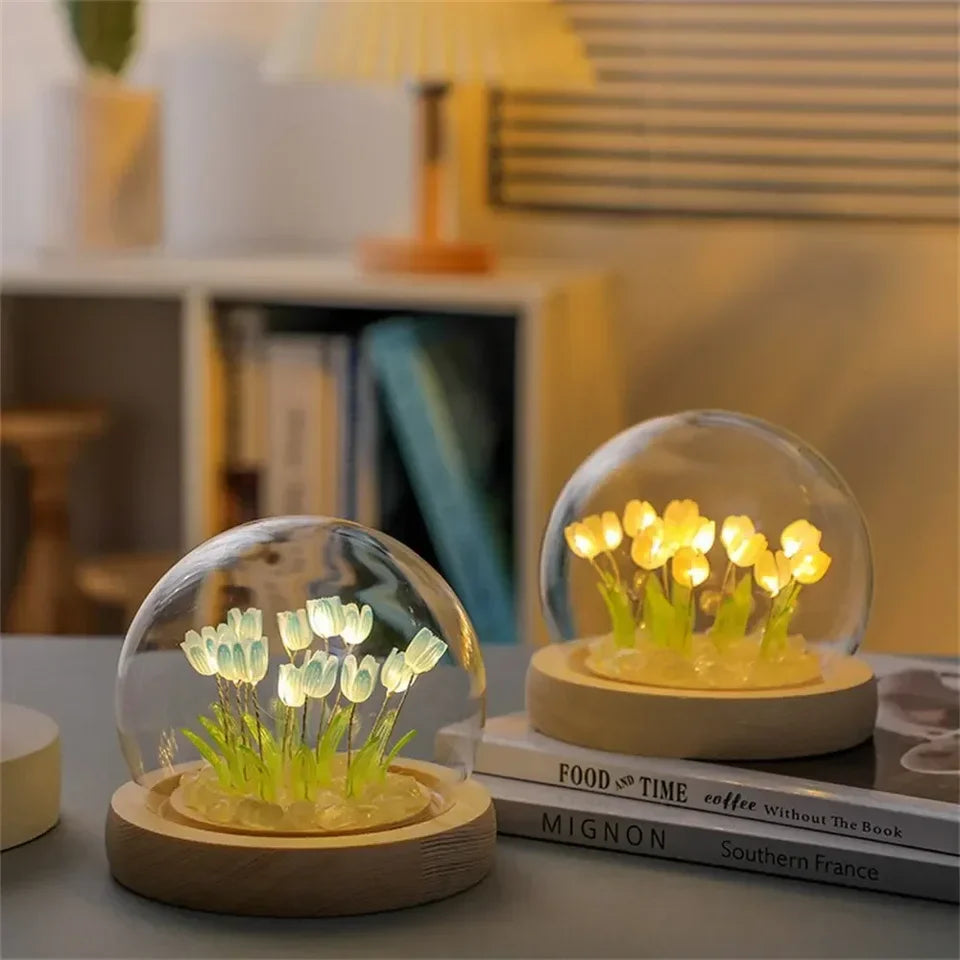 Artificial tulip handmade DIY LED bedside lamp