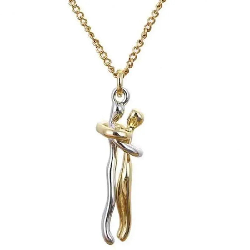 Creative Design Couple Hug Slippable Pendant Necklace Hugging Necklaces Jewelry for Lover Women Couple Men Valentine's Day Gifts
