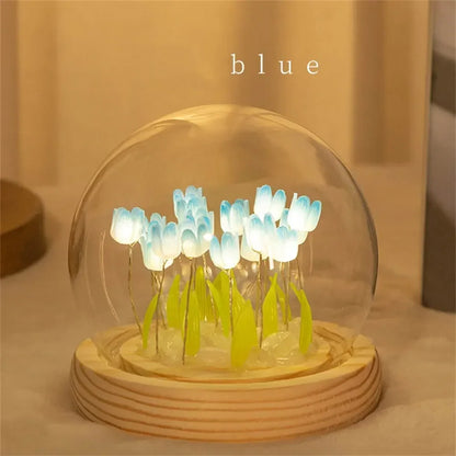 Artificial tulip handmade DIY LED bedside lamp