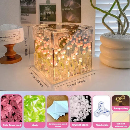 Artificial tulip handmade DIY LED bedside lamp