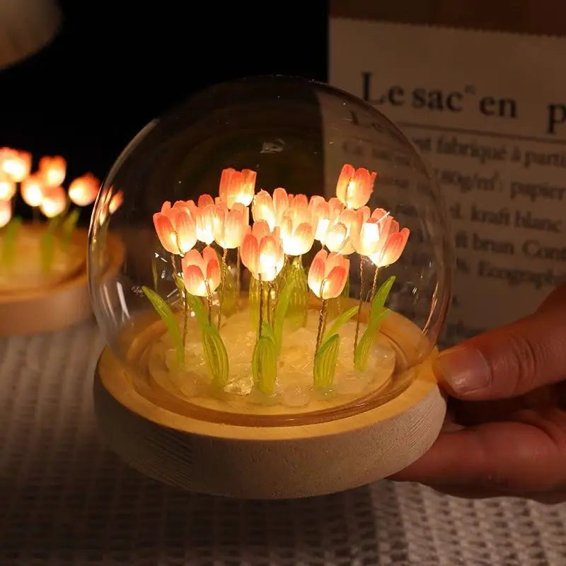 Artificial tulip handmade DIY LED bedside lamp