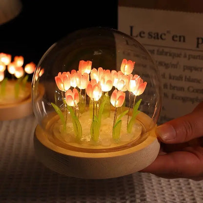 Artificial tulip handmade DIY LED bedside lamp