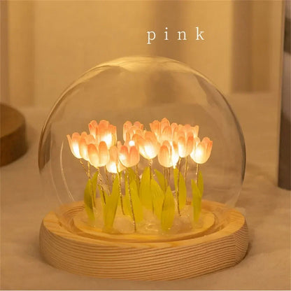 Artificial tulip handmade DIY LED bedside lamp