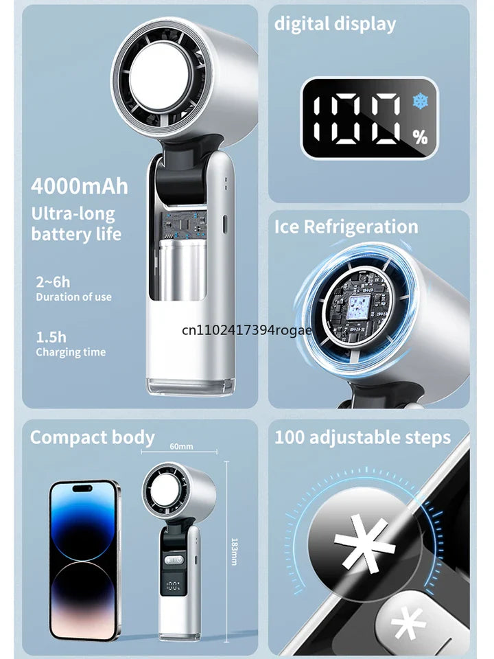 Ice cooling fan Mini folding hanging neck small fan Electric cooling fan