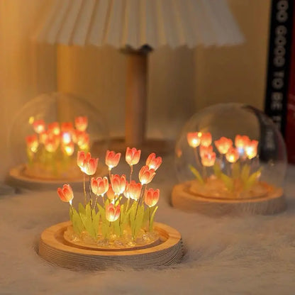 Artificial tulip handmade DIY LED bedside lamp