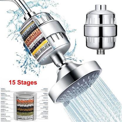 20 Stage Shower Hard Water Purification Filter Showerhead Activated Carbon Water Purifier Chlorine Removal Reduce Dry Itchy Skin