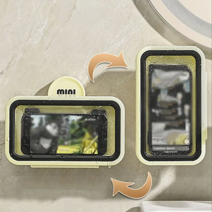 360 ° rotatable, no drilling required shower waterproof and anti fog phone holder case