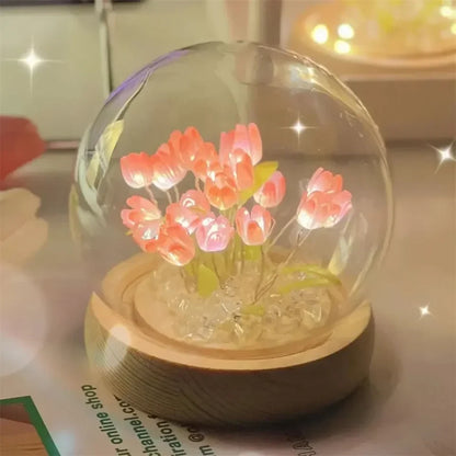 Artificial tulip handmade DIY LED bedside lamp