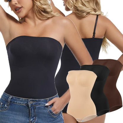 Women Strapless Bodysuits Shapewear Seamless Tude Tops Bodyshaper Compression Waist Trainer Push Up Butt Lifter Backless Shaper