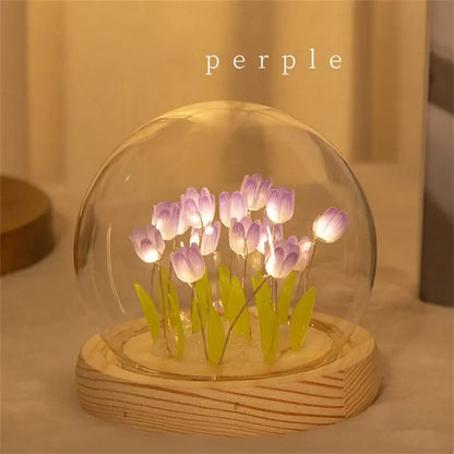 Artificial tulip handmade DIY LED bedside lamp