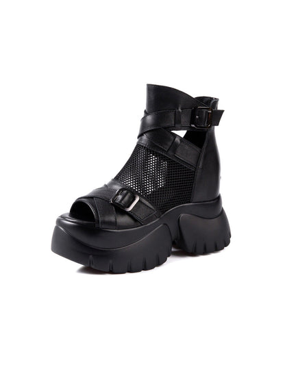 Summer Mesh Fish Toe Platform Sandals Boots