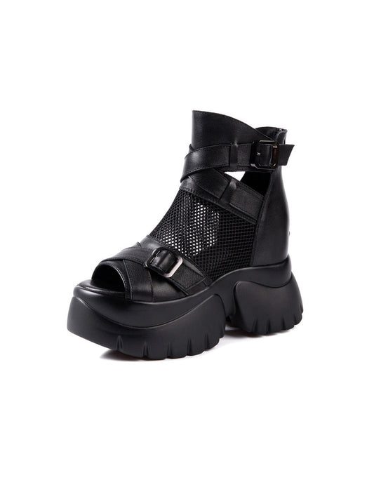 Summer Mesh Fish Toe Platform Sandals Boots