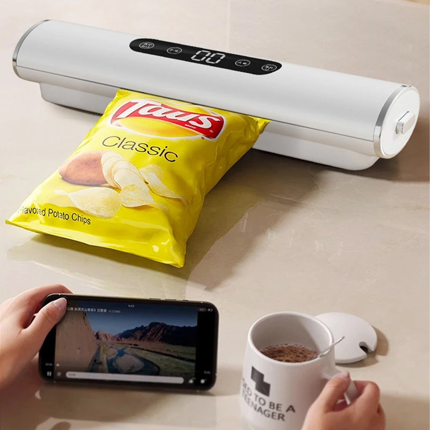 Portable Vacuum Sealer for Food Vacuumor for Products Kitchen Sealing Machine Cuisine Packaging Plastic Bag Sealant