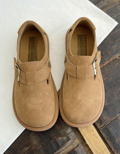Wide Toe Box Comfortable Suede Flat Shoes Clogs