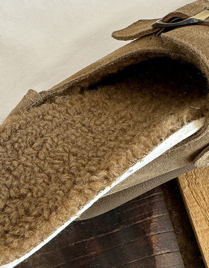 Wide Toe Box Comfortable Suede Flat Shoes Clogs